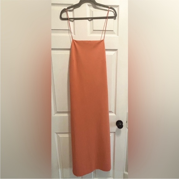 COS Open Back Midi Dress Orange Relaxed Fit Sleeveless Like New Size Medium - Picture 10 of 16